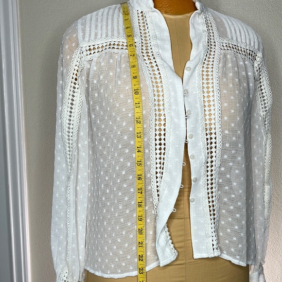 Zara Sheer White Lace and Swiss Dot Blouse - Picture 4 of 8